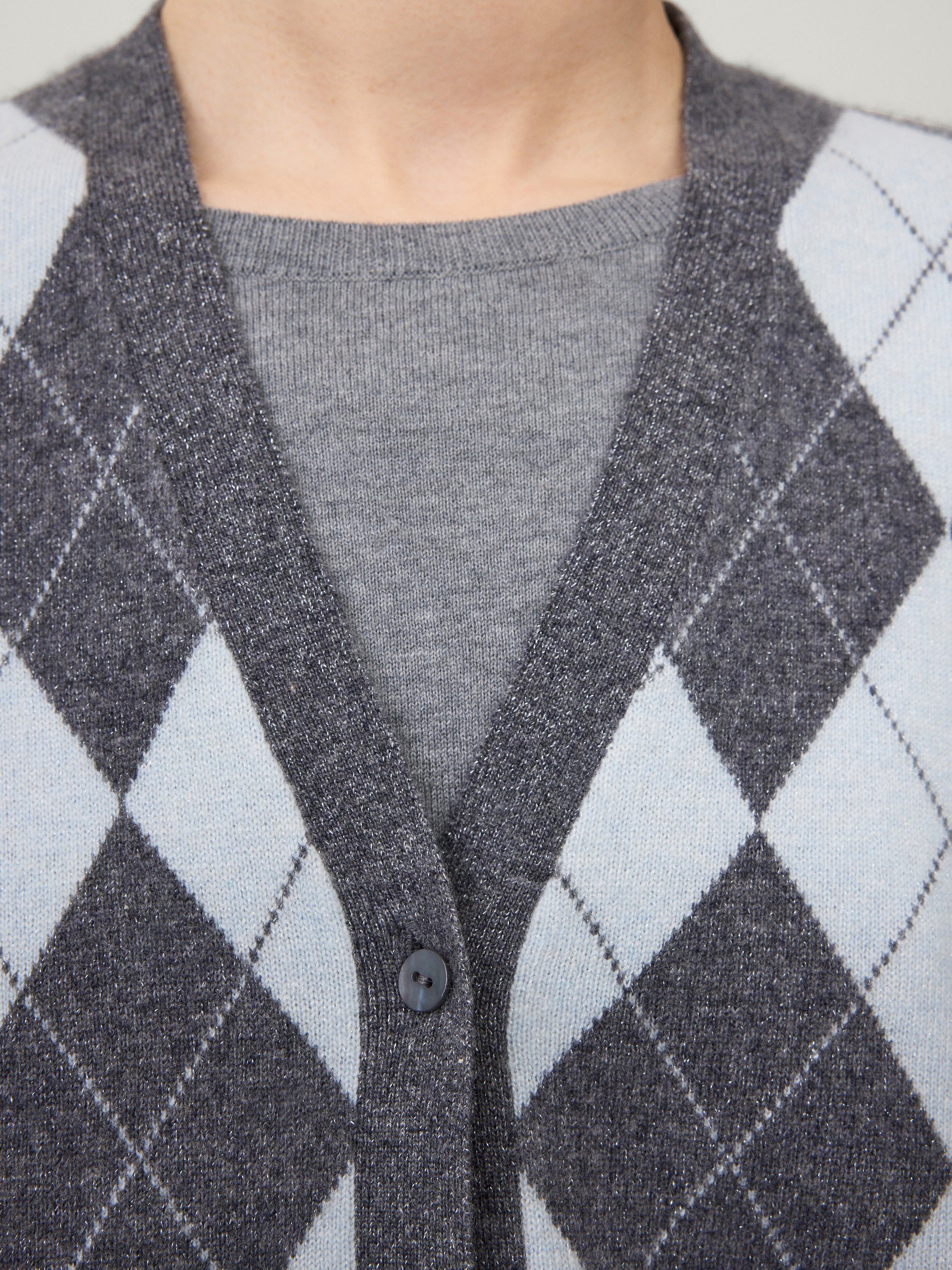 トップス jonnlynx quilt border argyle cardigan jonnlynx / quilt border argyle cardigan (ecru×grayblue / grayblue