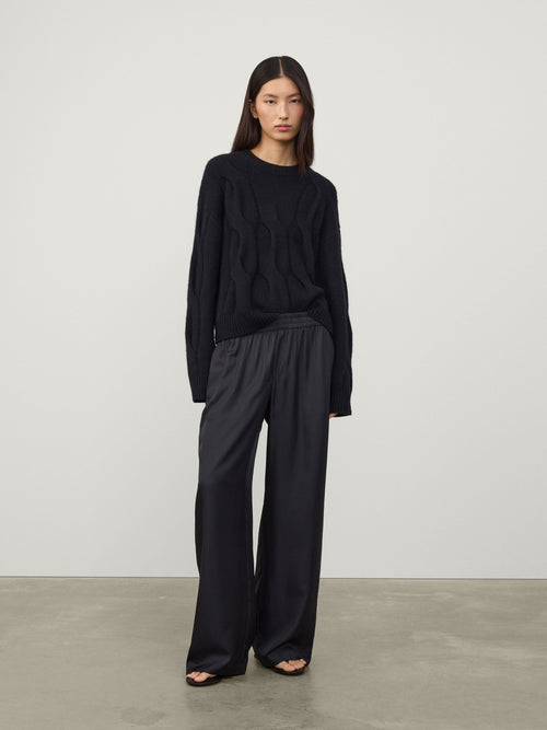 Piping Detail Wide Leg Trousers