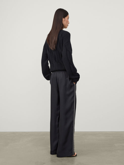 Piping Detail Wide Leg Trousers