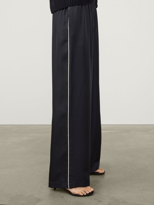 Piping Detail Wide Leg Trousers