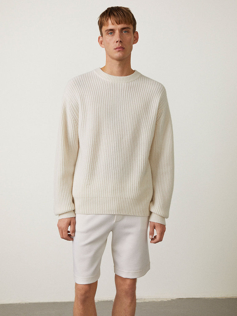 Cyrille Sweater Cream | Lisa Yang | White ribbed sweater in 100% cashmere
