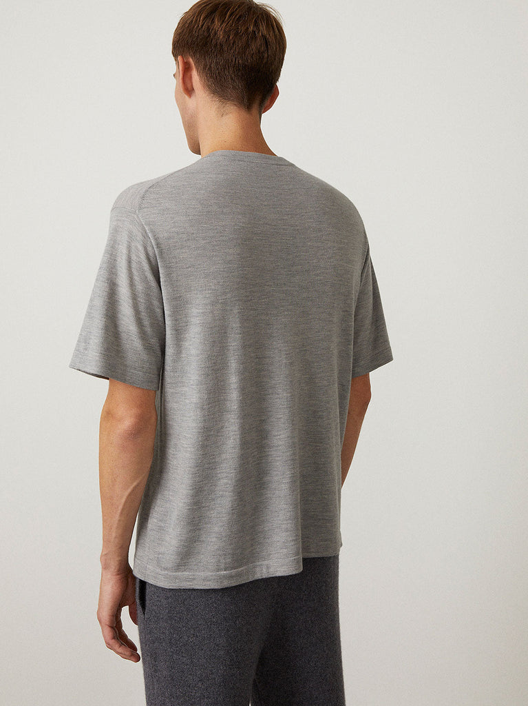 Ancell Tee Mist | Lisa Yang | Grey t-shirt in 100% cashmere