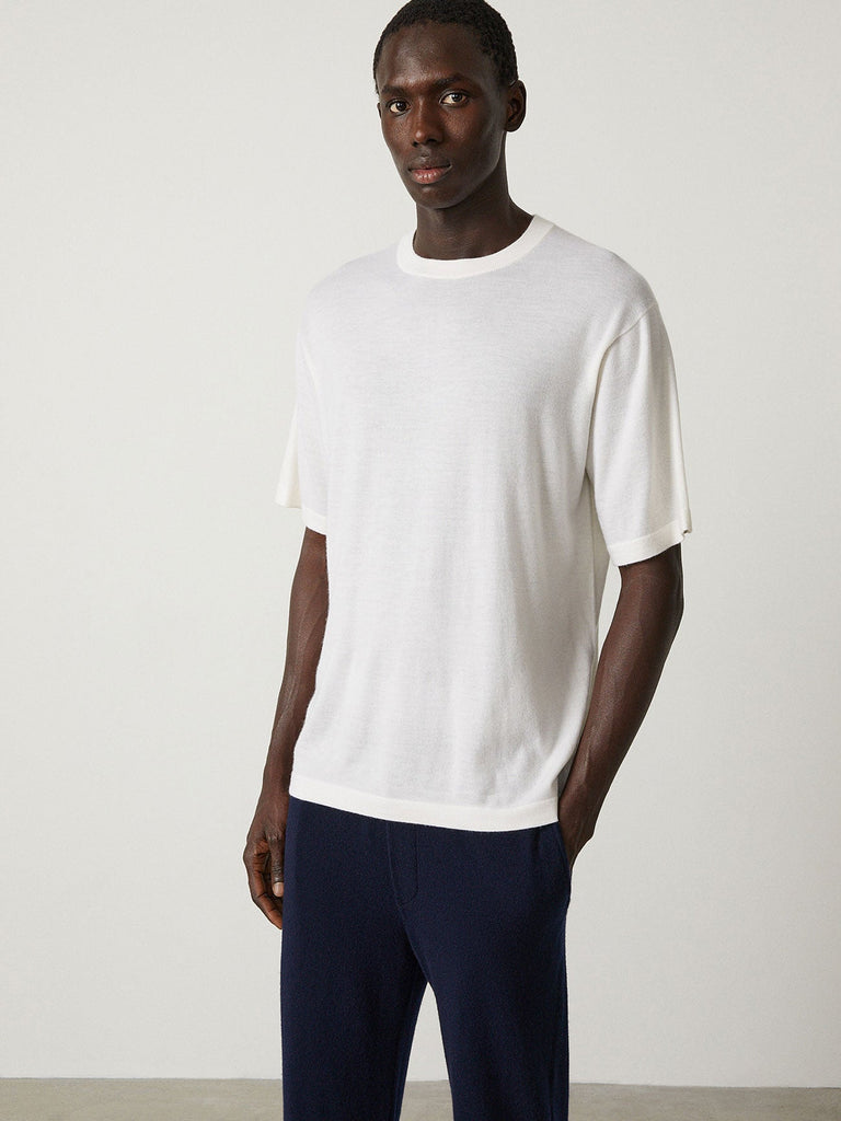 Ancell Tee Ivory | Lisa Yang | White t-shirt in 100% cashmere
