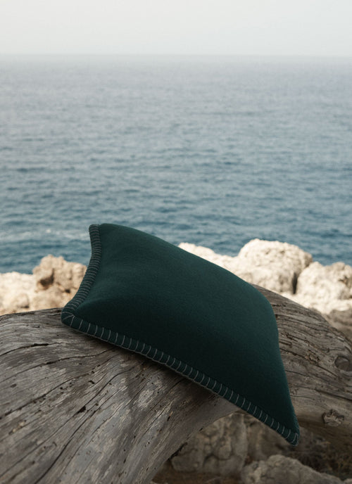 Amsterdam Cushion Pine Grey | Lisa Yang | Green grey cushion in 100% cashmere